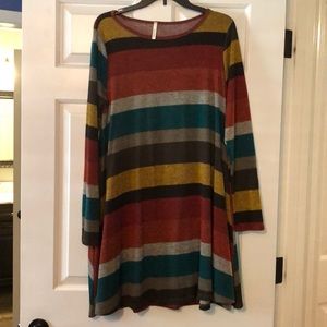Boutique Tunic Dress Fall Stripes